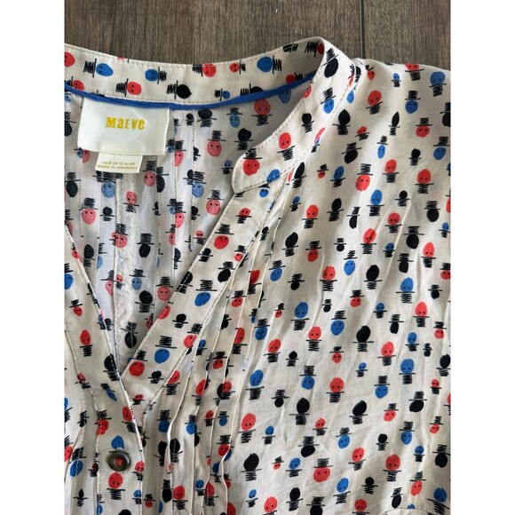 Maeve Tops - Maeve Anthropologie Calia Pintuck Tunic Blouse Size 8 Whimsical Hat print